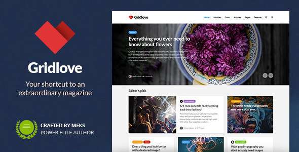 Premium WordPress Theme name: Gridlove